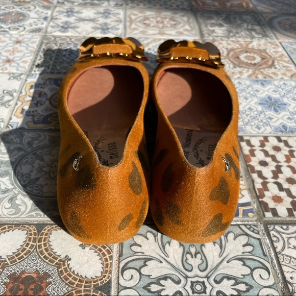 Melissa Vivienne Westwood Anglomania velvet leopard print buckle slip on flats - Picture 11 of 13